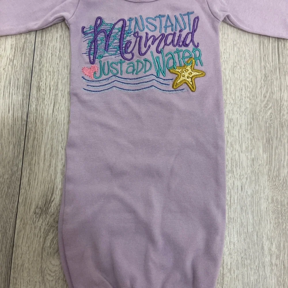 0-3 Month Girl Mermaid Open Bottom Sleeper Gown